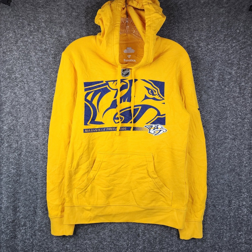 Fanatics Nashville Predators Hoodie Mens Small Yellow NHL Graphic Pullover